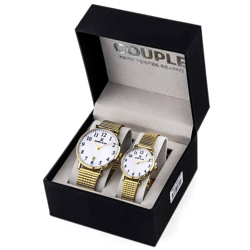 Daniel Klein White Dial Gold-tone Couple Set- DK.1.13577-5